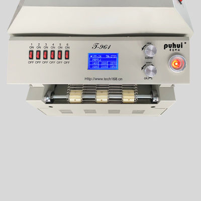 T961コンベヤー730*230mmの6臨時雇用者が付いているデスクトップの退潮のオーブンは3.5KWはんだ付けする機械を区分する