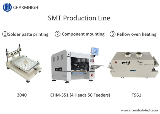 高精密小型SMT生産ライン 3040 ステンシルプリンター CHM-551 SMTチップマウンター リフローオーブン T961